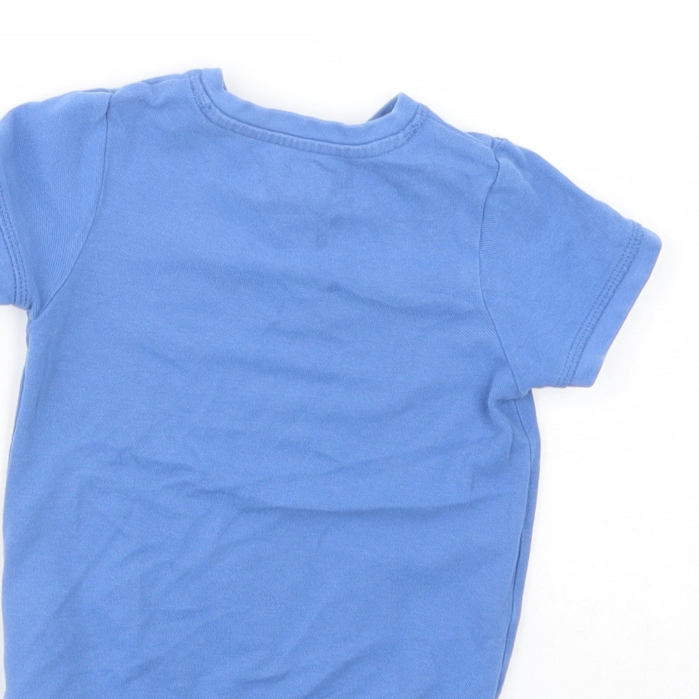 Marks & Spencer Baby Blue Cotton Pullover T-Shirt Size 12-18 Months Henley Button