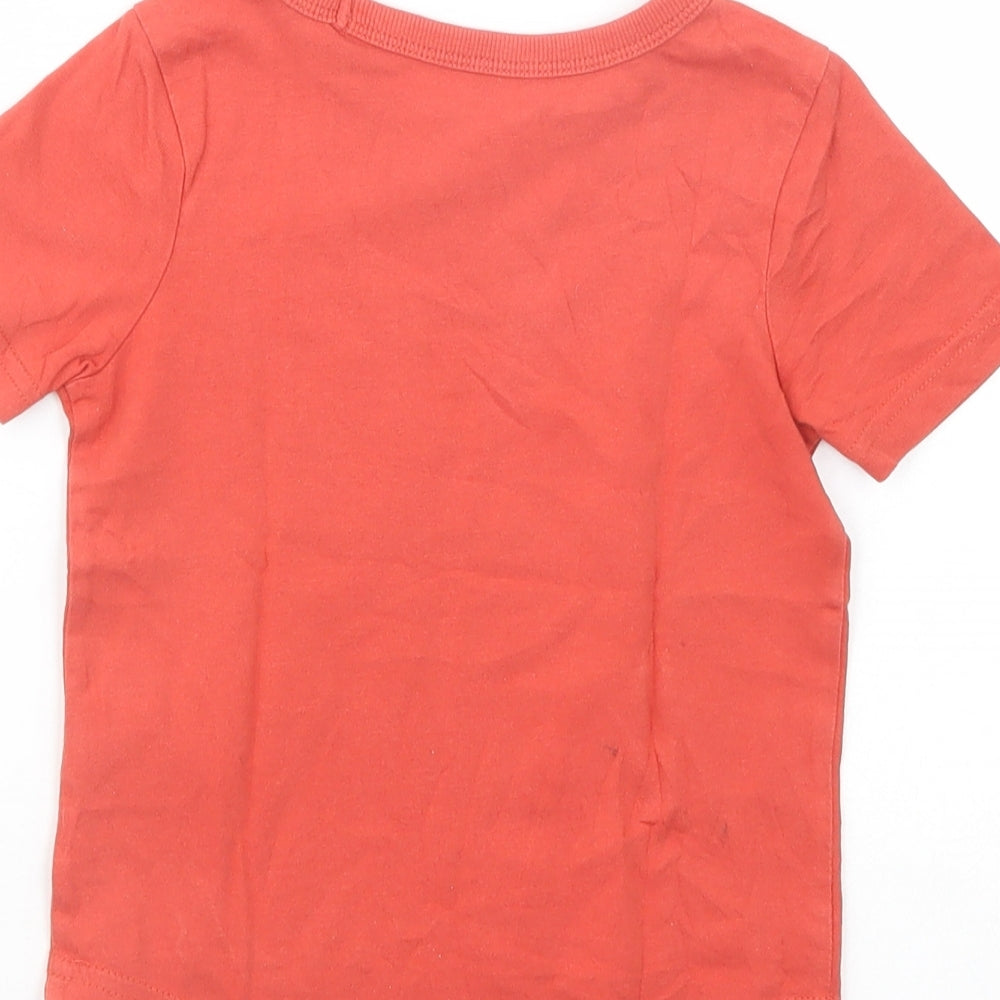George Baby Red Cotton Basic T-Shirt Size 12-18 Months Crew Neck Pullover