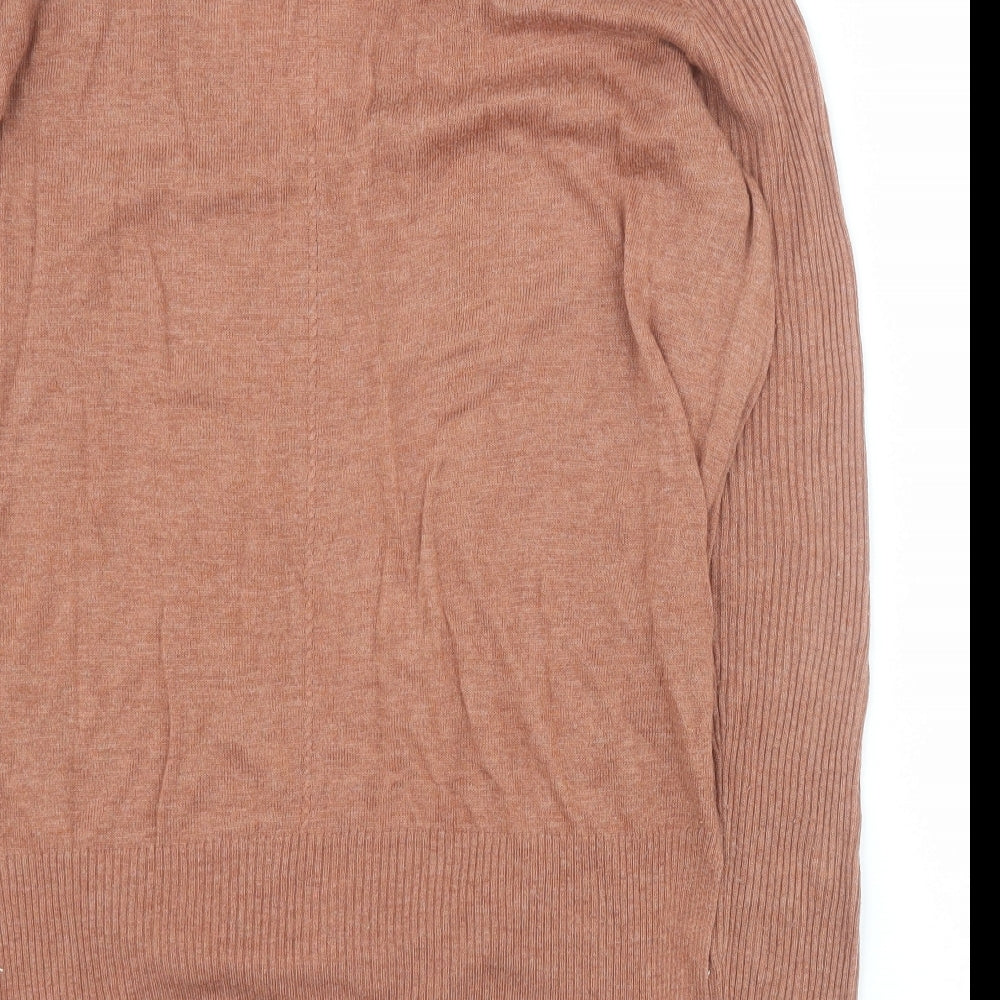 Primark Womens Brown V-Neck Acrylic Pullover Jumper Size 14
