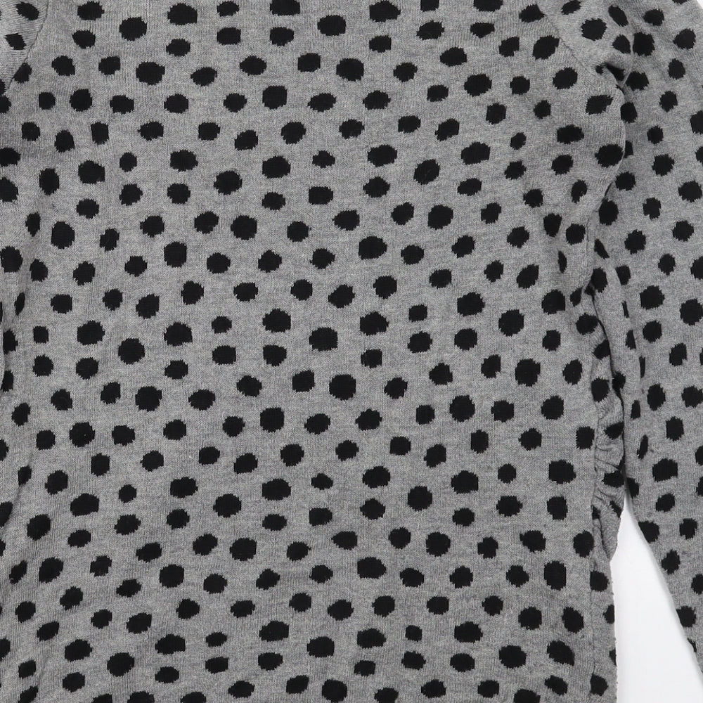 H&M Womens Grey Round Neck Polka Dot Polyester Pullover Jumper Size S