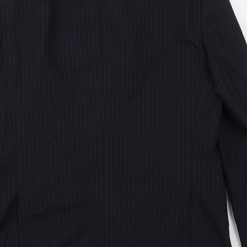 Marks & Spencer Mens Black Striped Polyester Jacket Suit Jacket Size 42