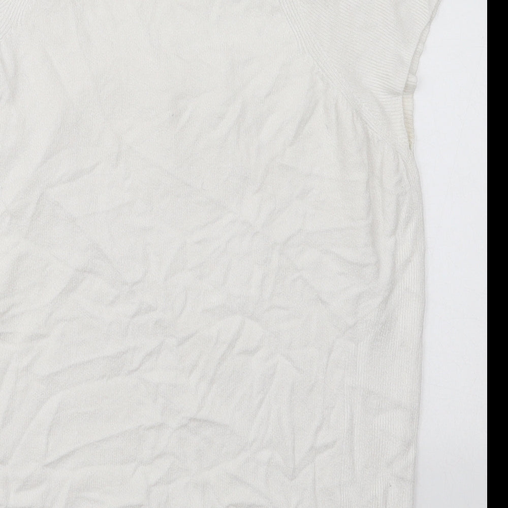 Marks & Spencer Womens White Square Neck Viscose Pullover Jumper Size 16