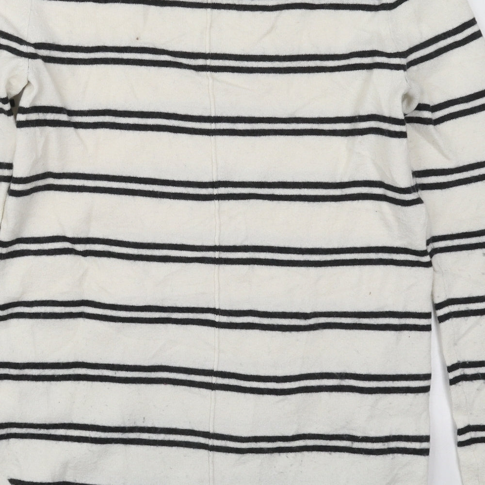 Gap Womens White V-Neck Striped Nylon Jumper Size XS
