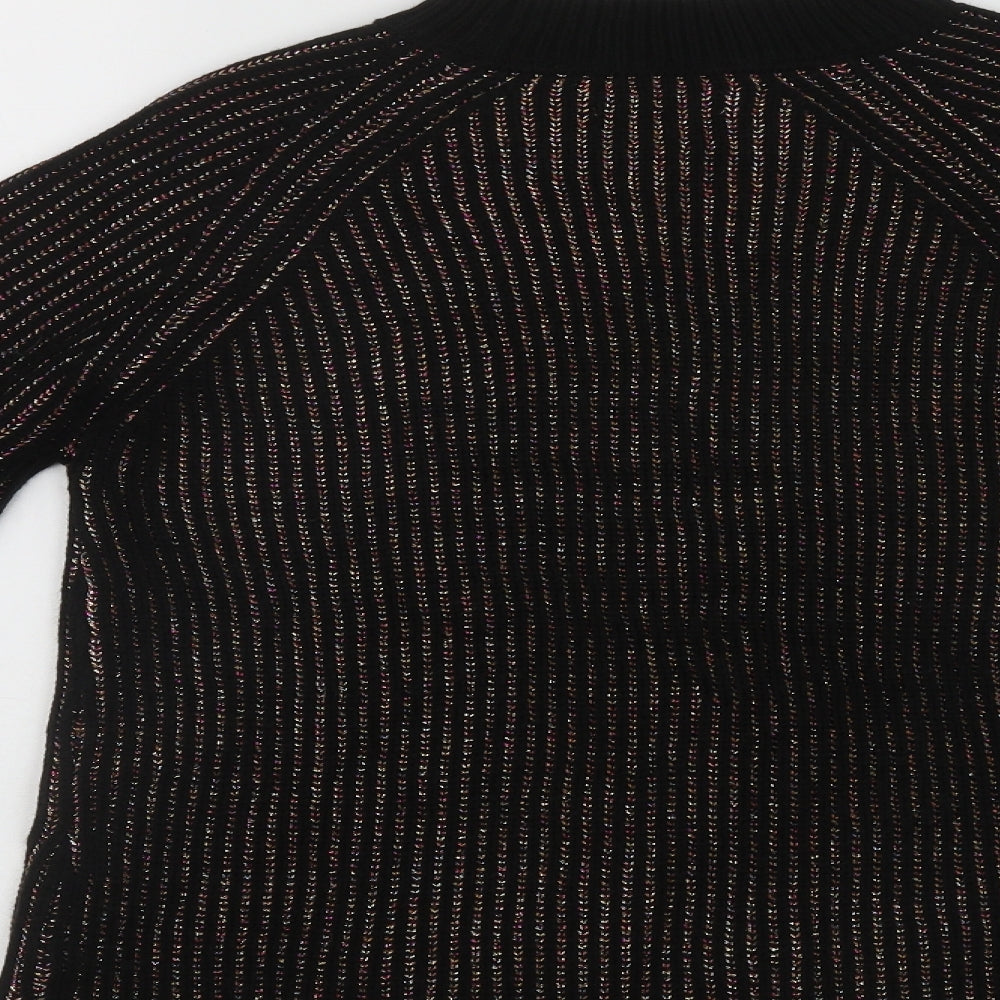 Papaya Womens Multicoloured High Neck Acrylic Henley Jumper Size S - Batwing Sleeve