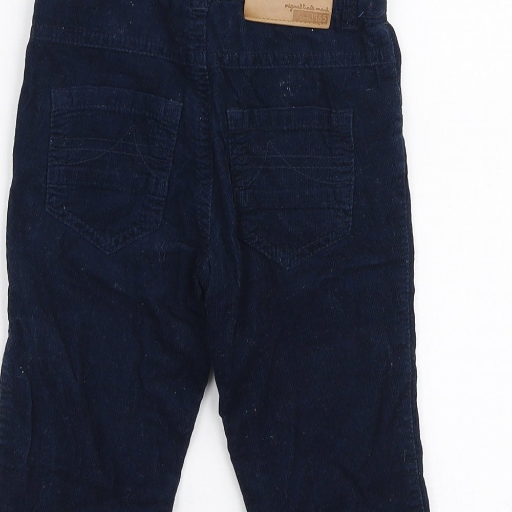 Losan Boys Blue 100% Cotton Cargo Trousers Size 9 Months Button