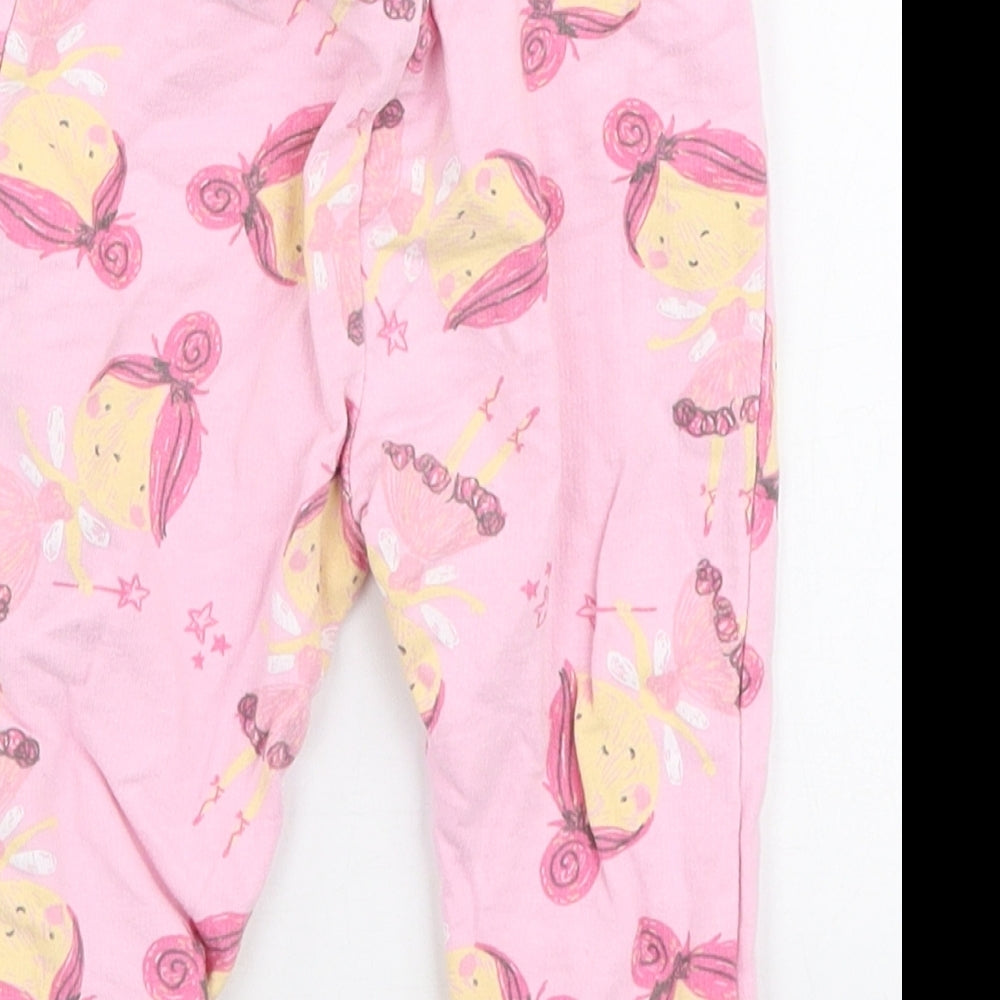 Studio Girls Pink 100% Cotton Jogger Trousers Size 6-9 Months Drawstring - Fairy