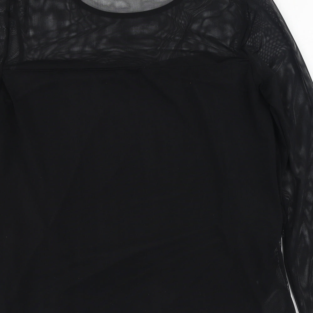 Dorothy Perkins Womens Black Elastane Basic Blouse Size 12 Round Neck