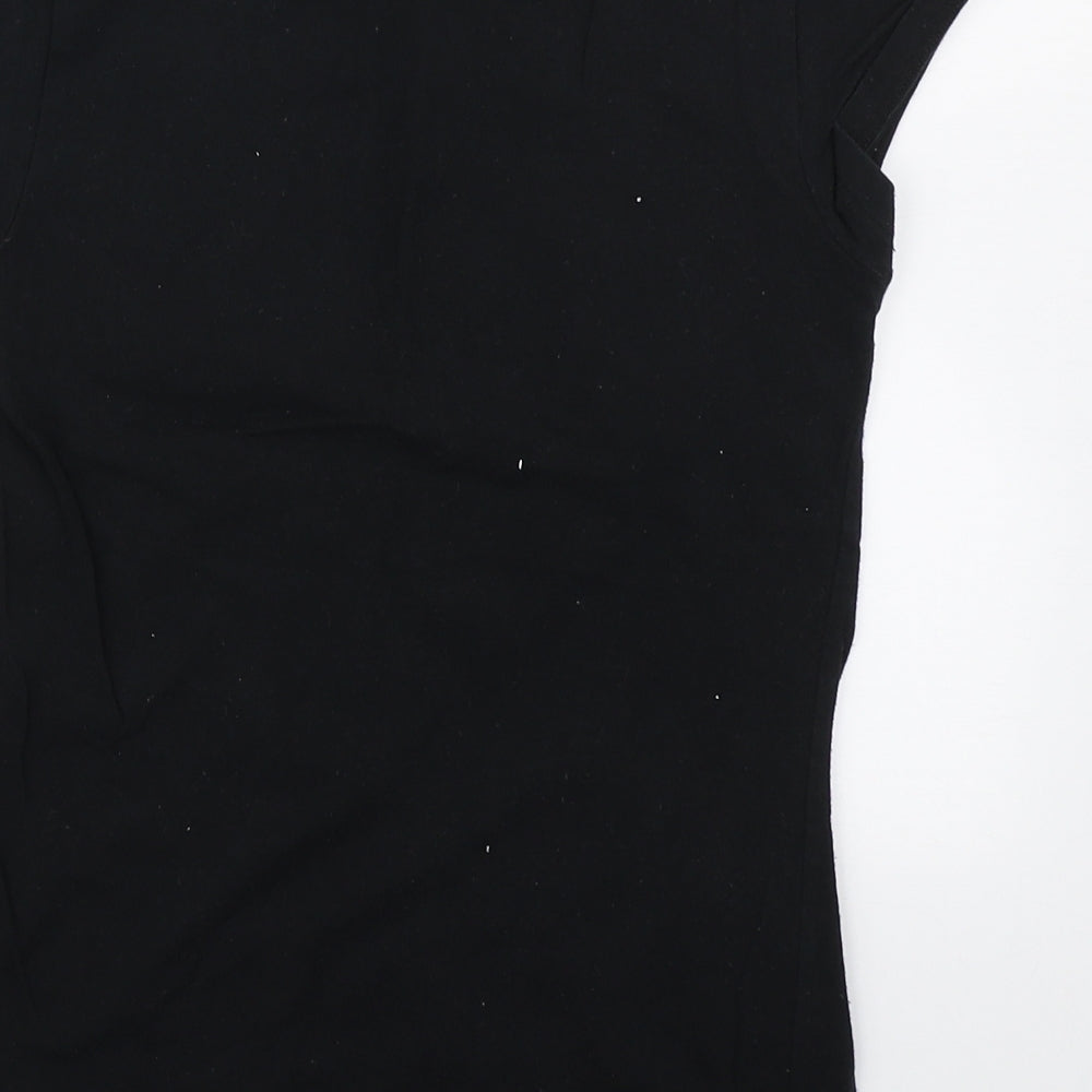 Sport 600 Girls Black Cotton Basic T-Shirt Size 8-9 Years Round Neck Pullover