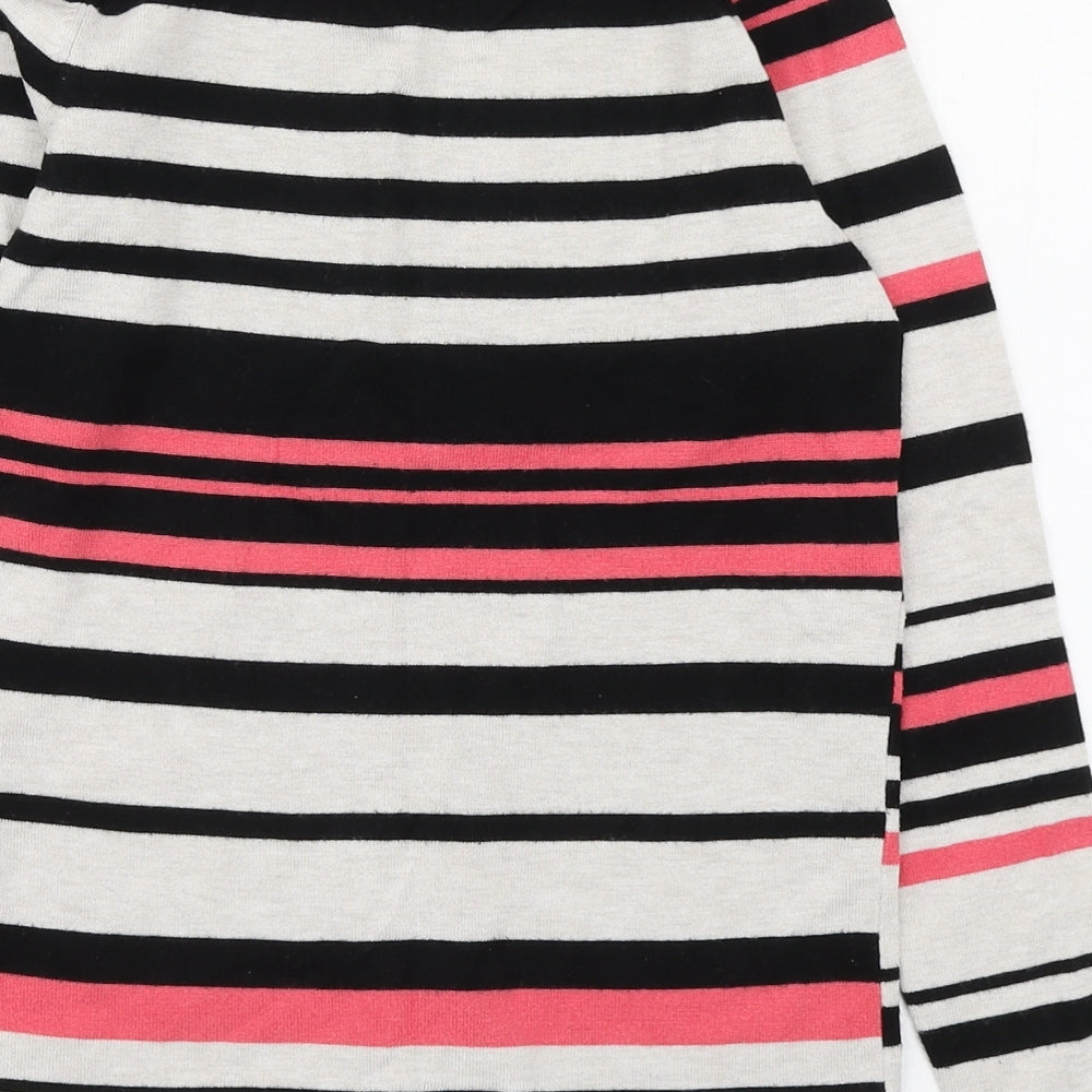 M&Co Womens Multicoloured Round Neck Striped Viscose Pullover Jumper Size 8