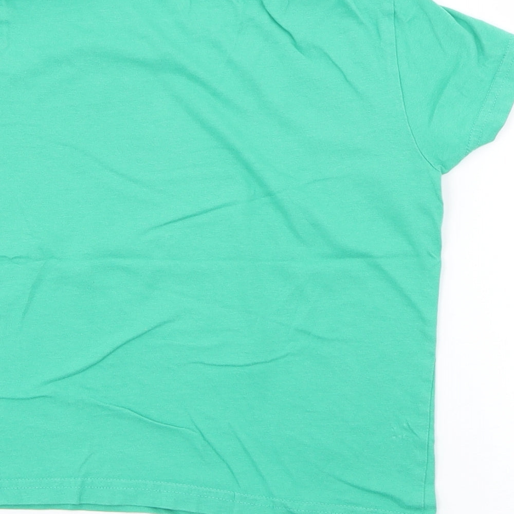 Primark Boys Green Cotton Basic T-Shirt Size 5-6 Years Crew Neck