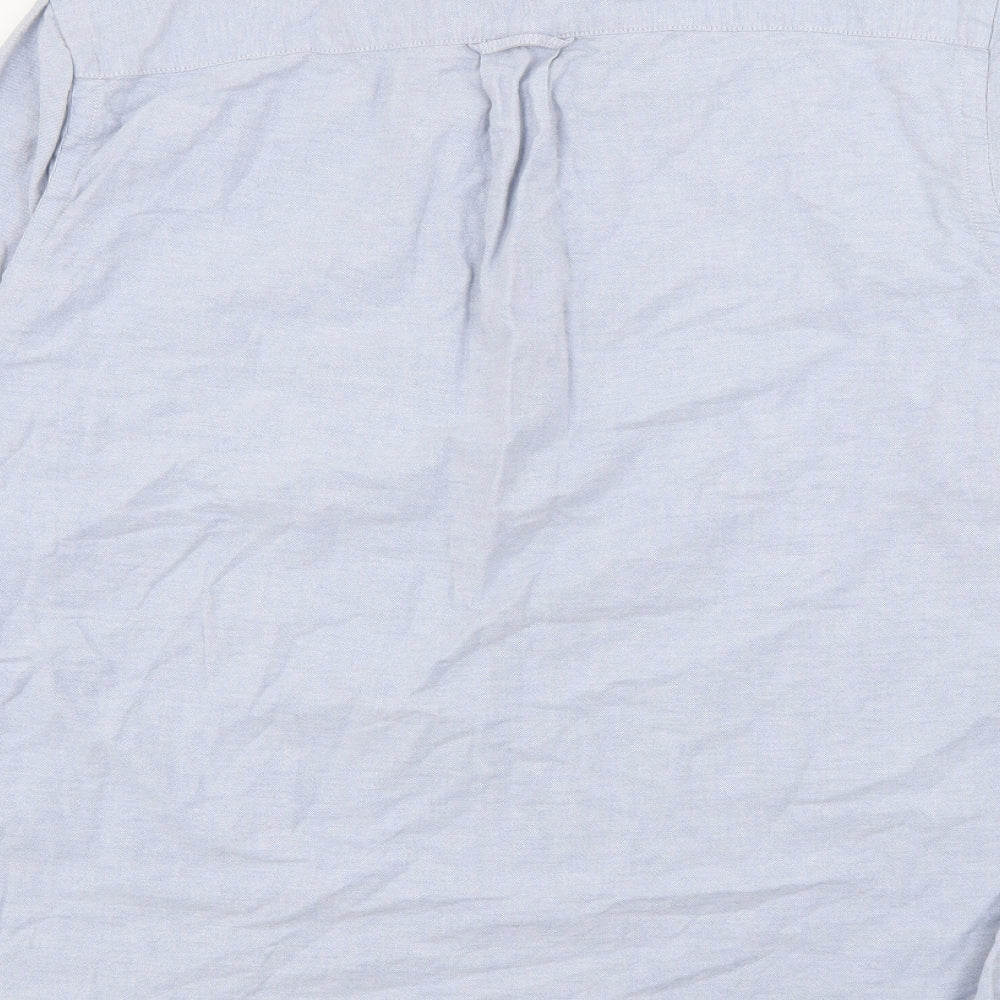 H&M Mens Blue Cotton Button-Up Size S Collared Button