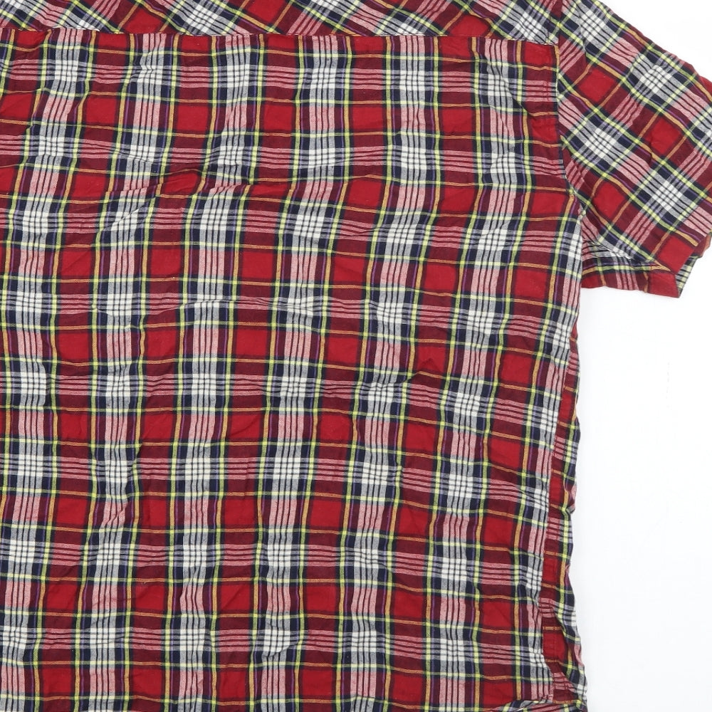 Soul Star Mens Red Plaid Cotton Button-Up Size M Collared Button