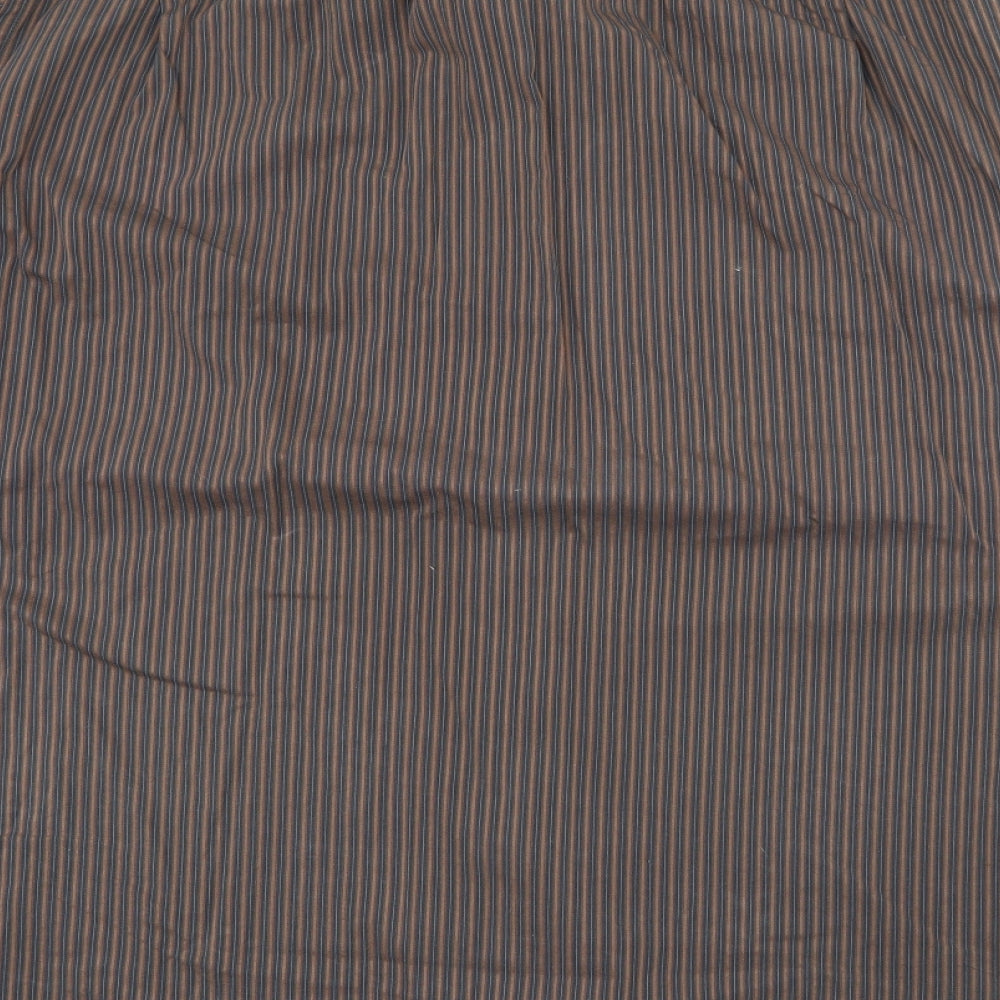 Jousipaita Mens Brown Striped Cotton Button-Up Size 45 Collared Button