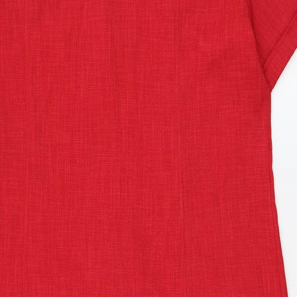 Bonmarché Womens Red Polyester Shirt Dress Size 2 Collared Button