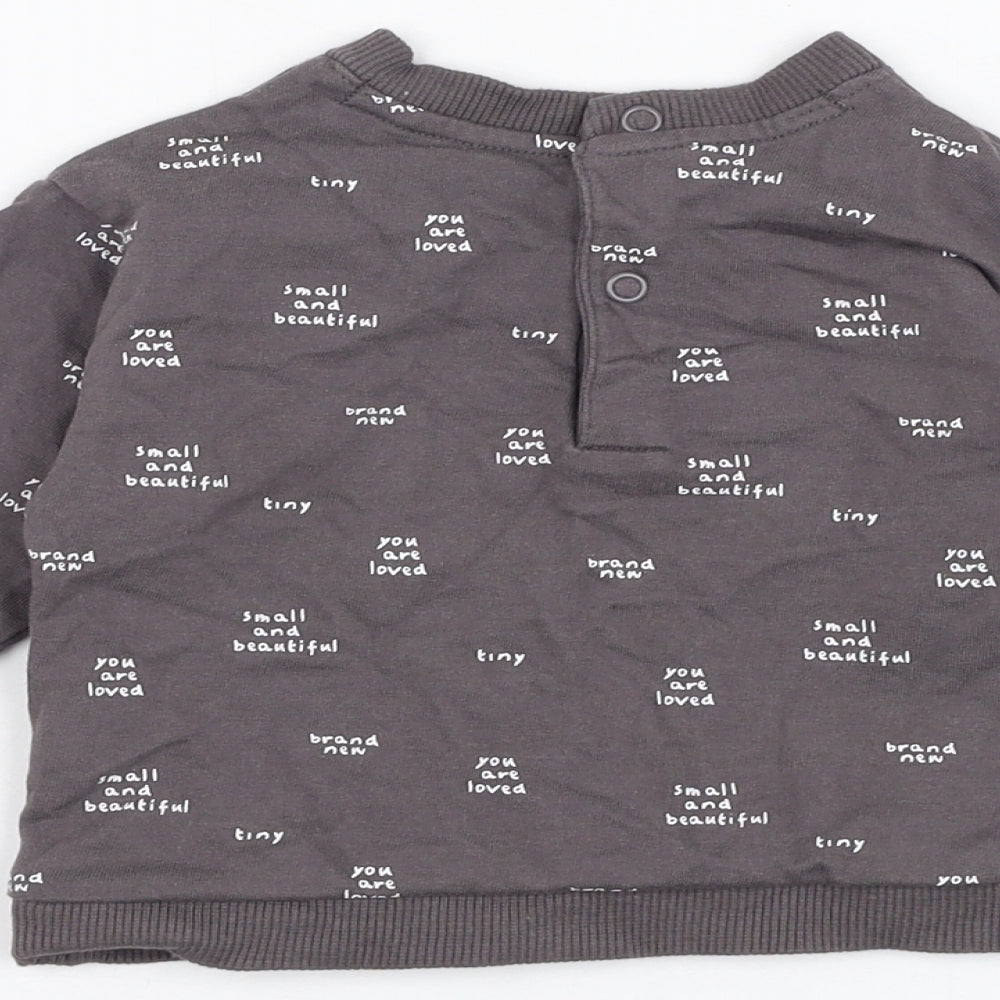 Mothercare Boys Grey Cotton Pullover Jumper Size 0-3 Months Pullover - Slogan