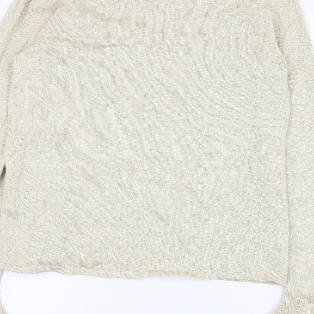 Marks & Spencer Womens Beige Round Neck Viscose Pullover Jumper Size 10