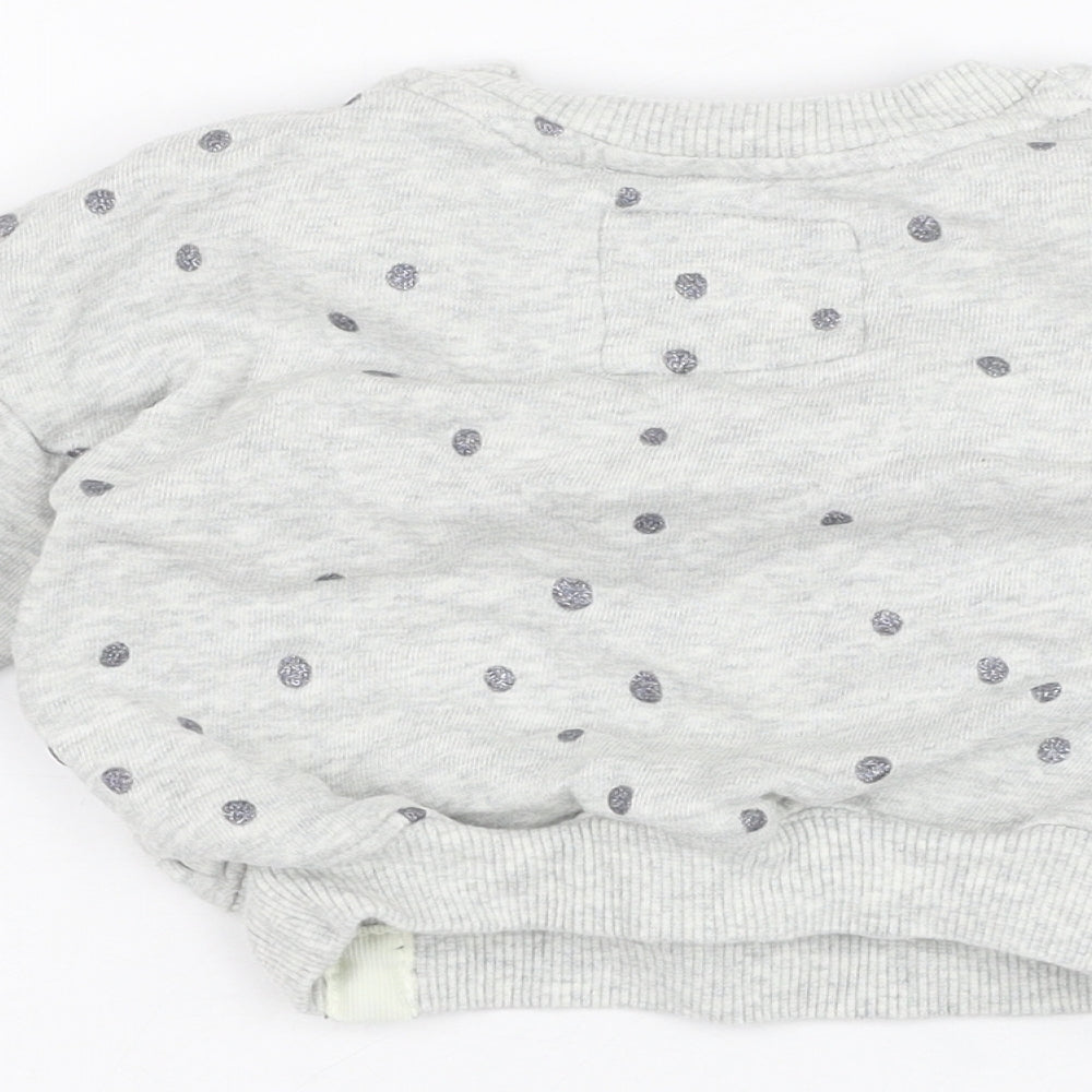 NEXT Girls Grey Polka Dot Cotton Pullover Jumper Size 3-6 Months Pullover