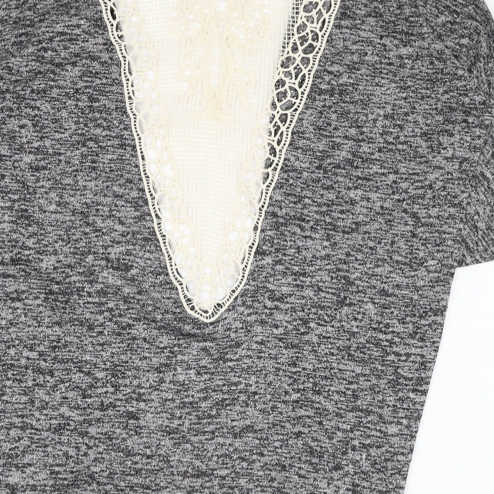 Rebellion Womens Grey Round Neck Polyester Cardigan Jumper Size S