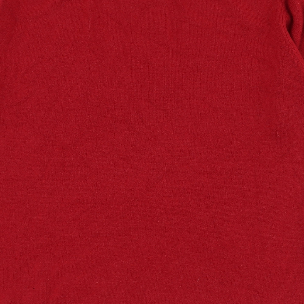 M&Co Womens Red Round Neck Acrylic Pullover Jumper Size L