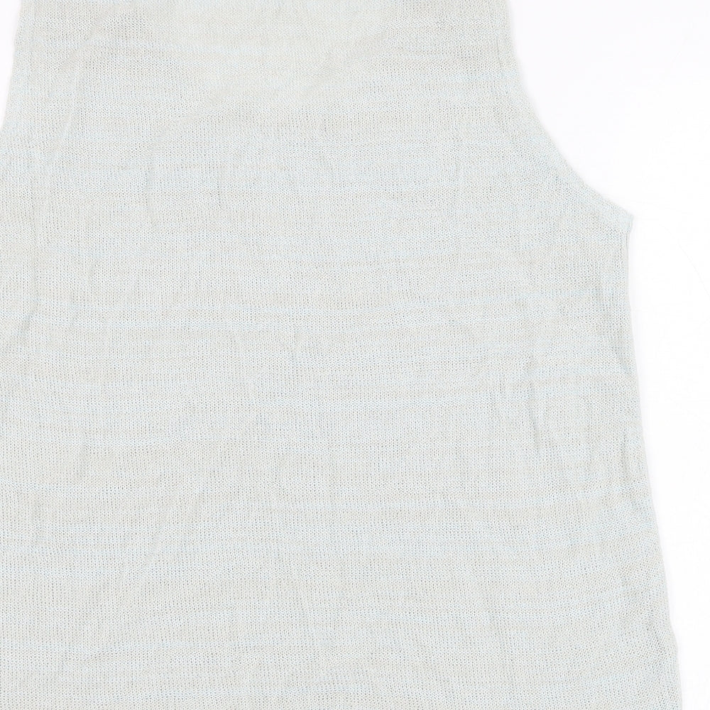 Horsan Womens Green Linen Basic Tank Size 12 Round Neck