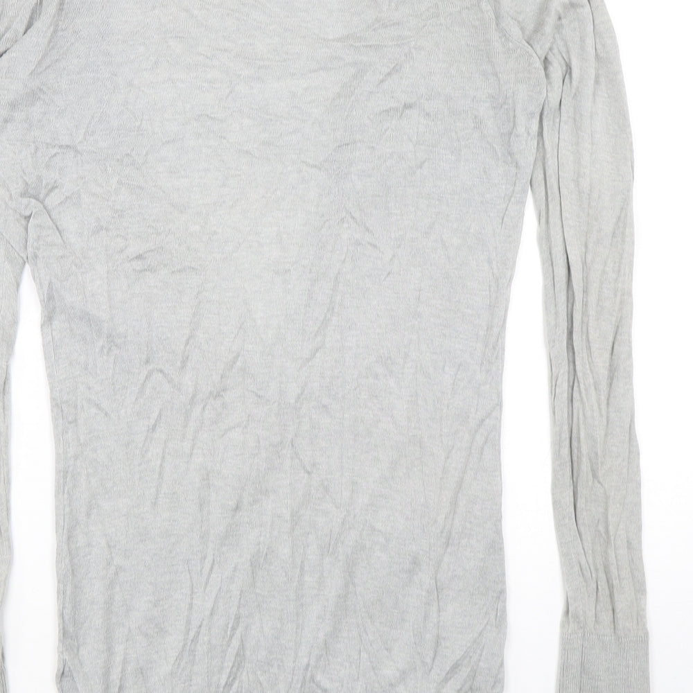 Warehouse Womens Grey V-Neck Viscose Cardigan Jumper Size 12