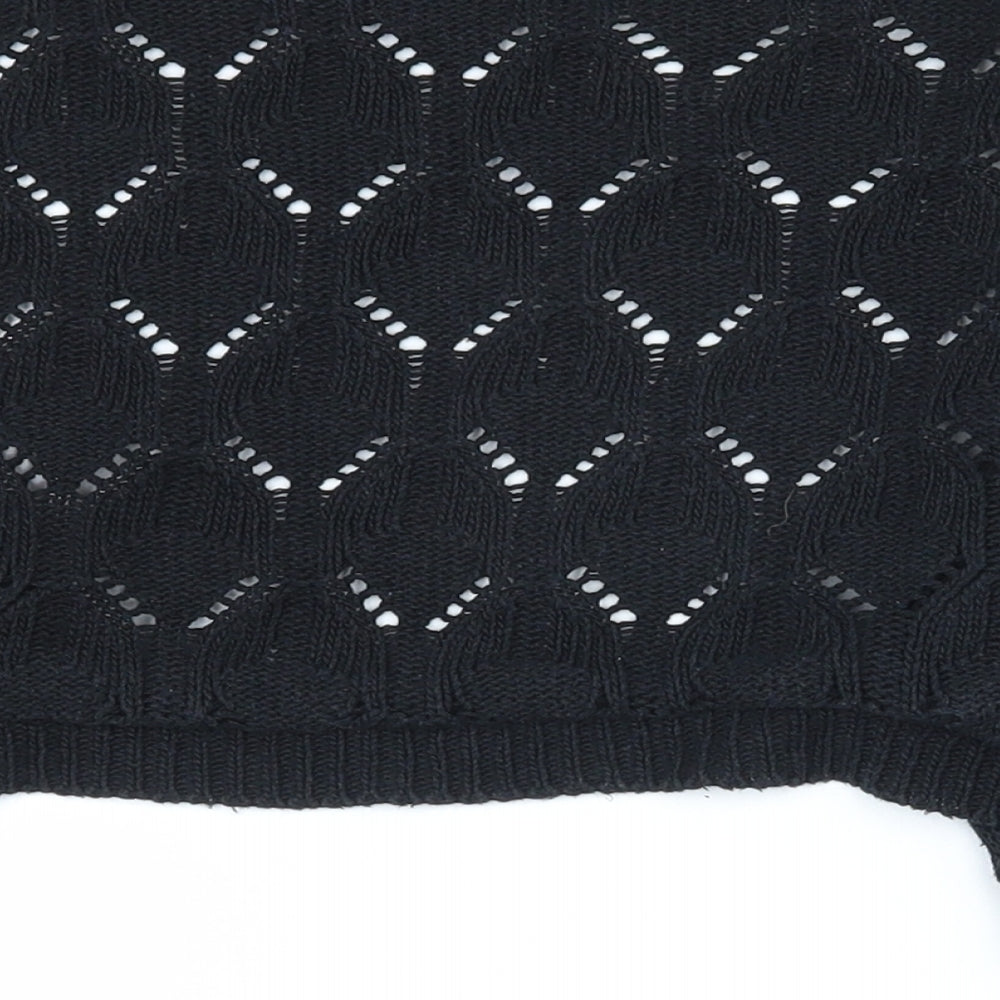 E-vie Womens Black V-Neck Acrylic Cardigan Jumper Size 10