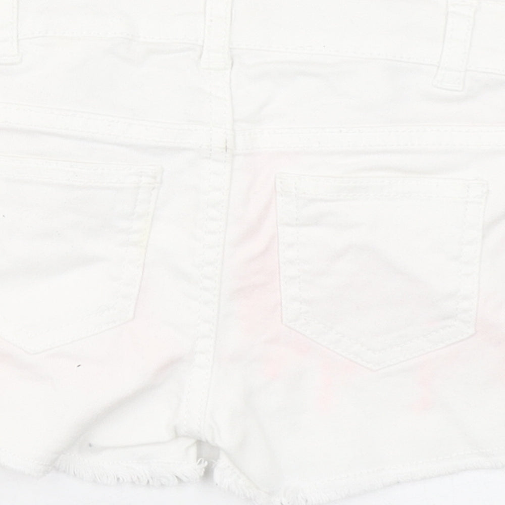 H&M Girls White Cotton Boyfriend Shorts Size 3 Years Regular Zip