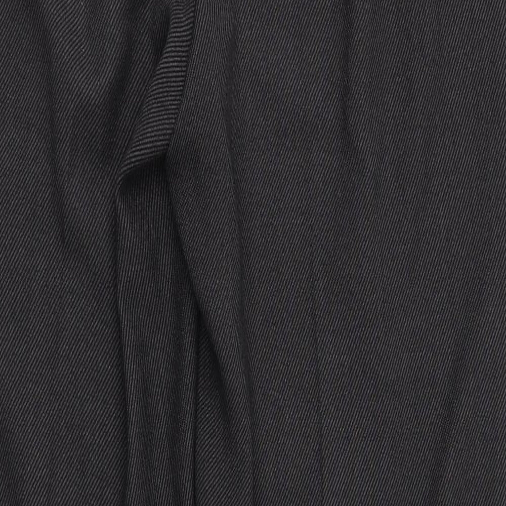 Marks & Spencer Mens Grey Polyester Trousers Size 16 L32 in Regular Zip