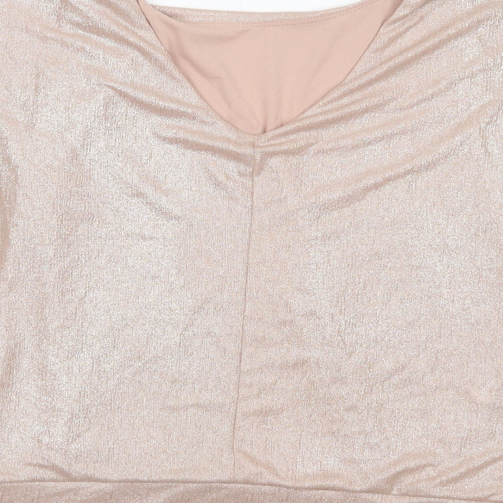 New Look Womens Gold Polyester Basic Blouse Size 8 V-Neck