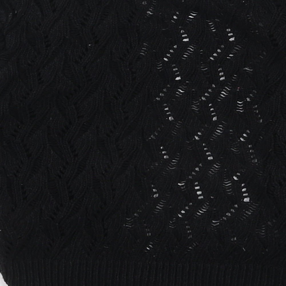 Pilot Womens Black V-Neck Acrylic Cardigan Jumper Size S