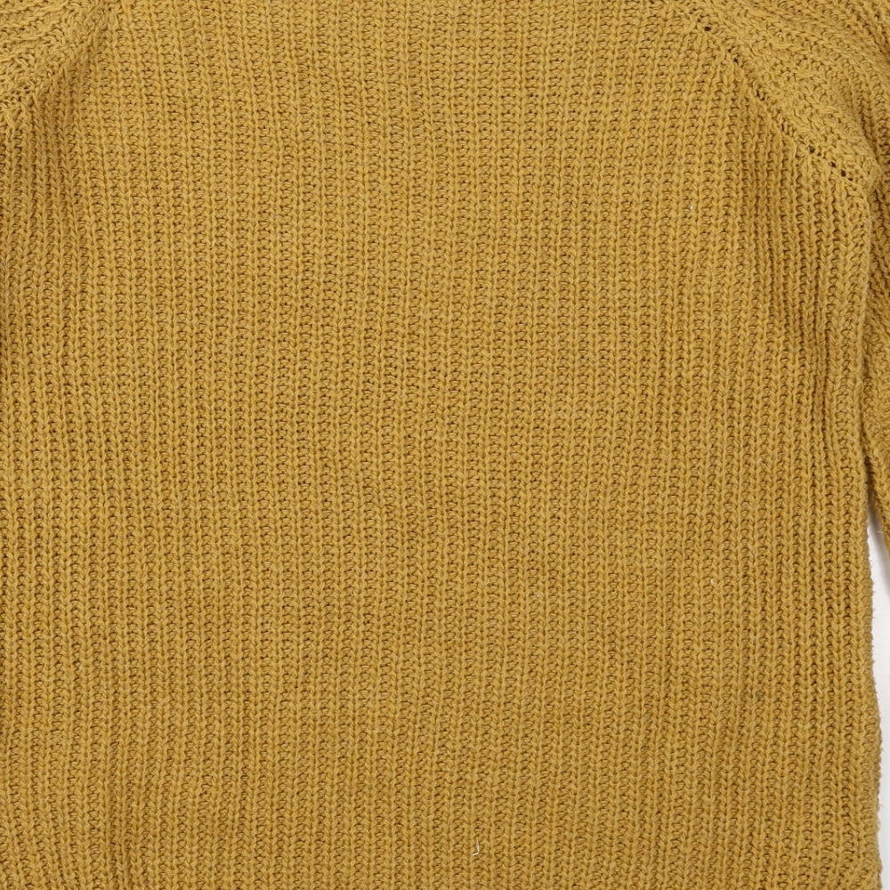 Cameo Rose Womens Yellow Boat Neck Acrylic Pullover Jumper Size S