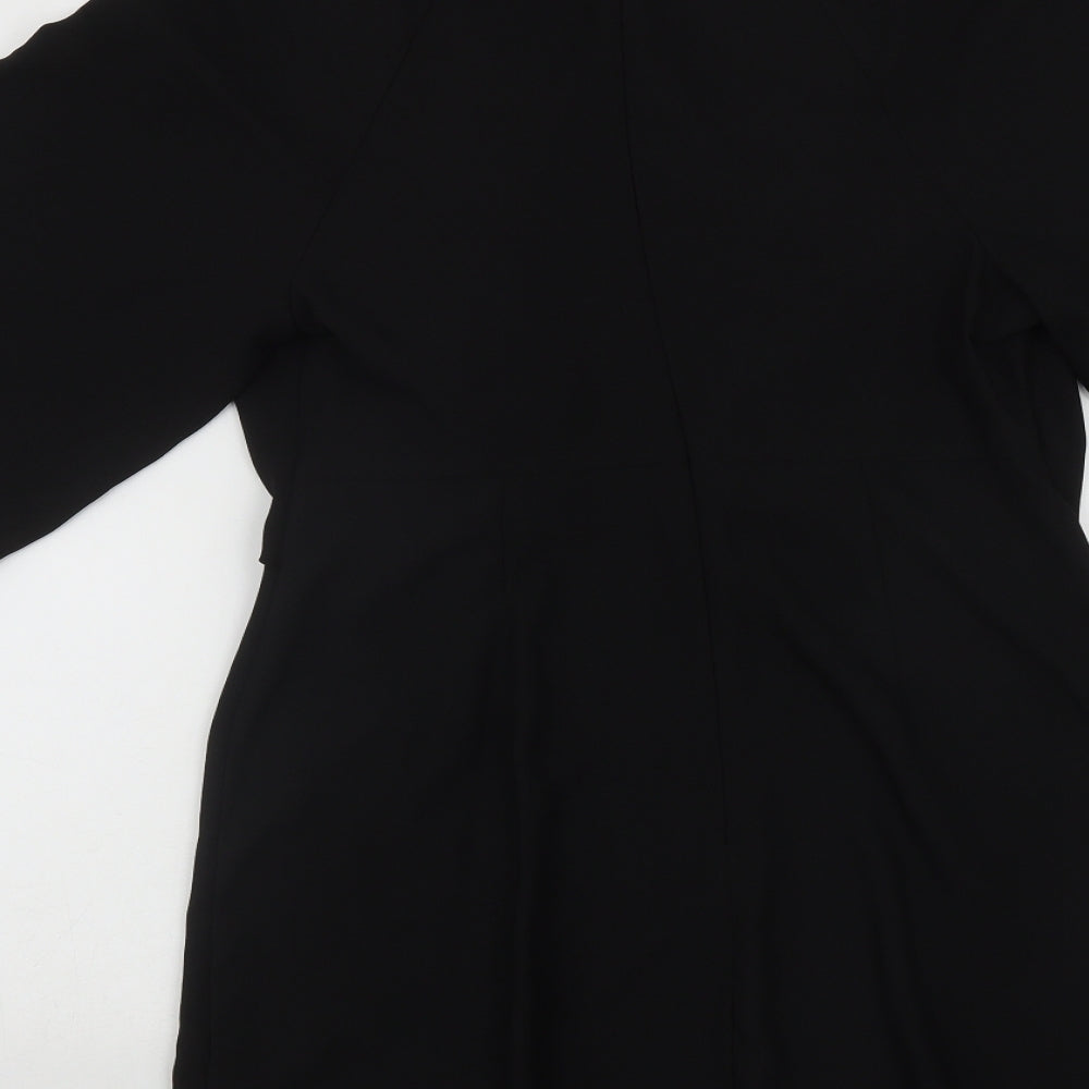 Topshop Womens Black Polyester Fit & Flare Size 10 Round Neck Zip