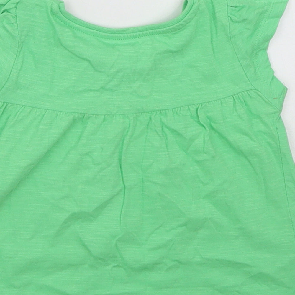 St Bernard Girls Green Cotton Shift Size 18 Months Round Neck