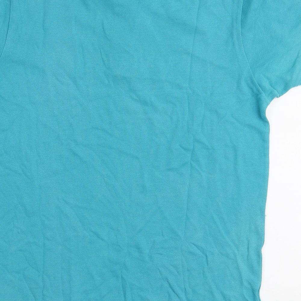 Easy Mens Blue Cotton Polo Size M Collared Button