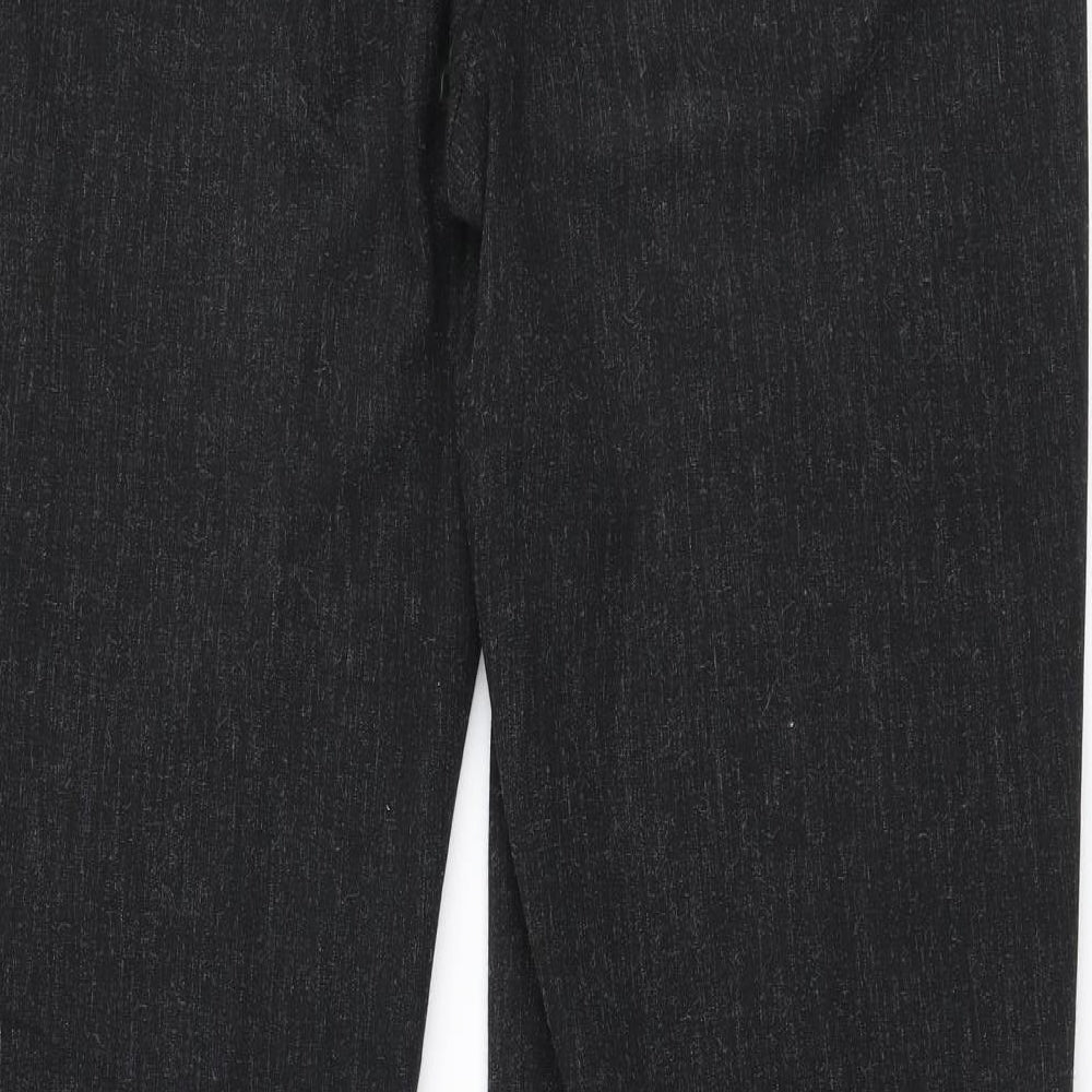 Marks & Spencer Womens Black Polyester Trousers Size 14 L32 in Regular Zip