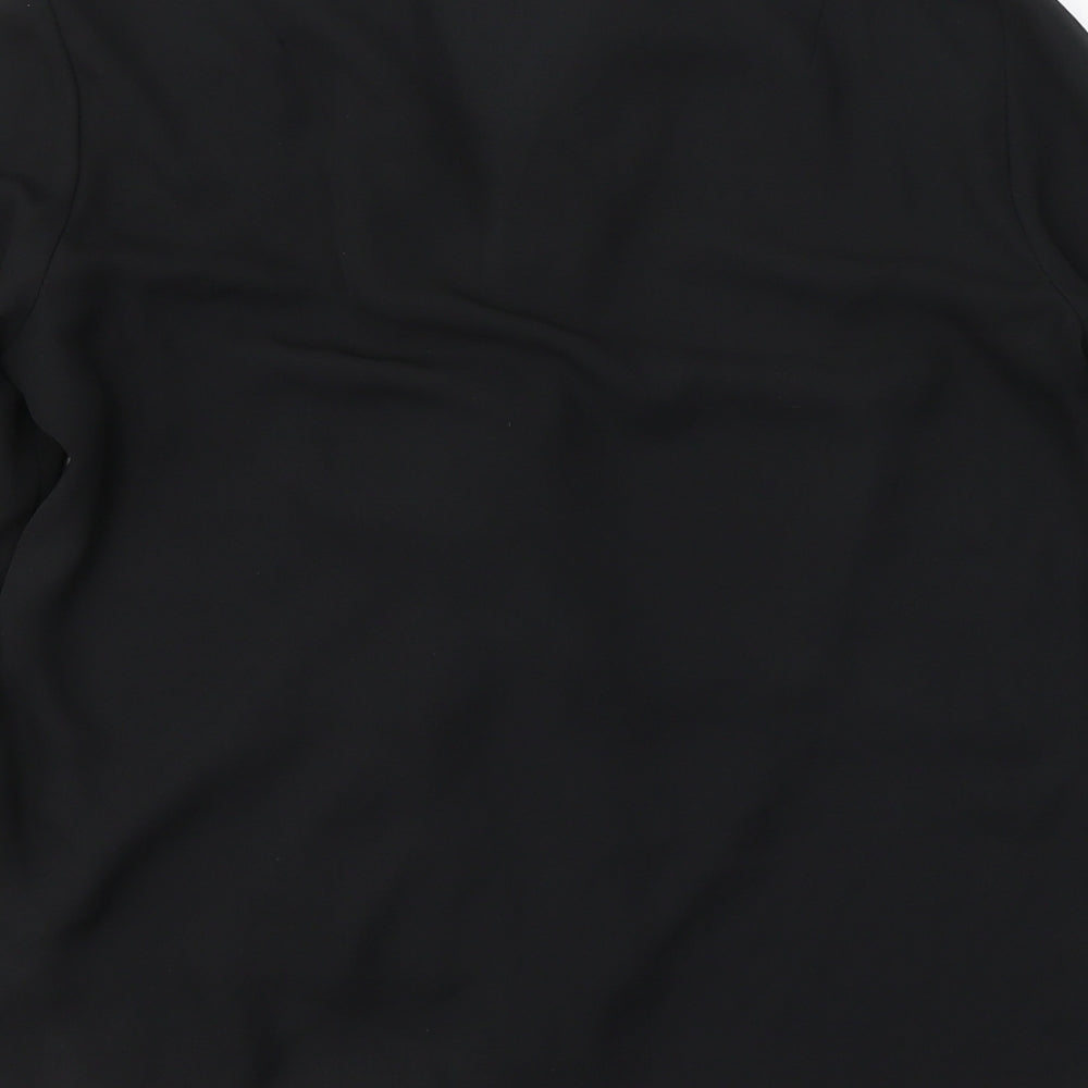 Topshop Womens Black Polyester Basic Blouse Size 12 V-Neck - knot detail