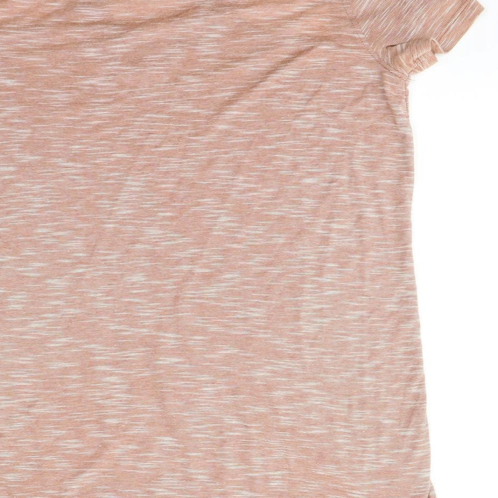 River Island Womens Beige Cotton Basic T-Shirt Size 6 Round Neck - Cold Shoudler