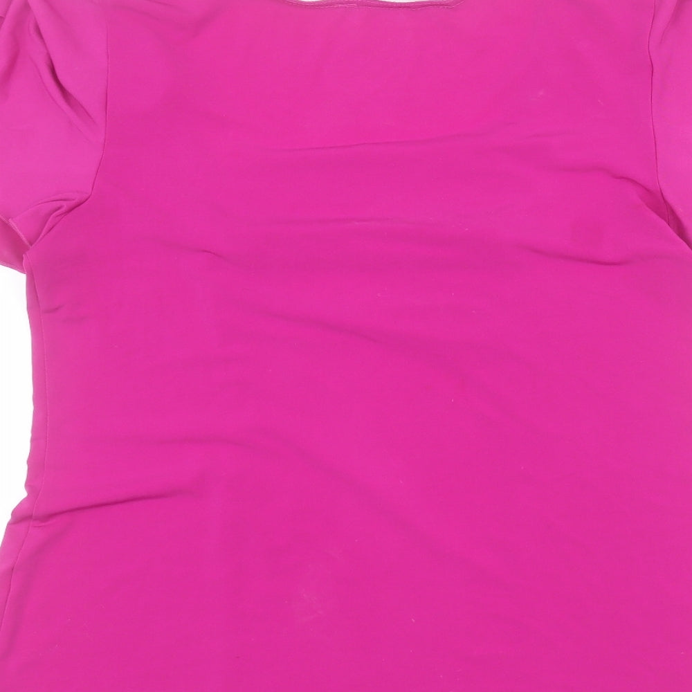 Joanna Hope Womens Pink Polyester Basic Blouse Size 14 Square Neck