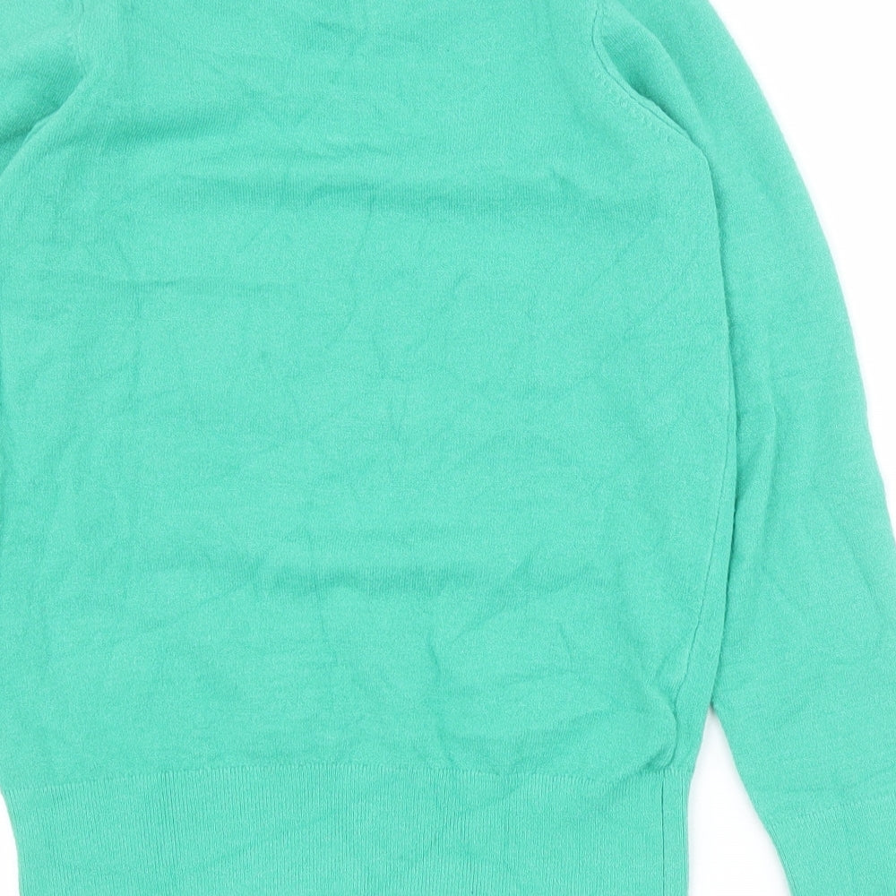 Gallery Womens Green Mock Neck Viscose Pullover Jumper Size XS