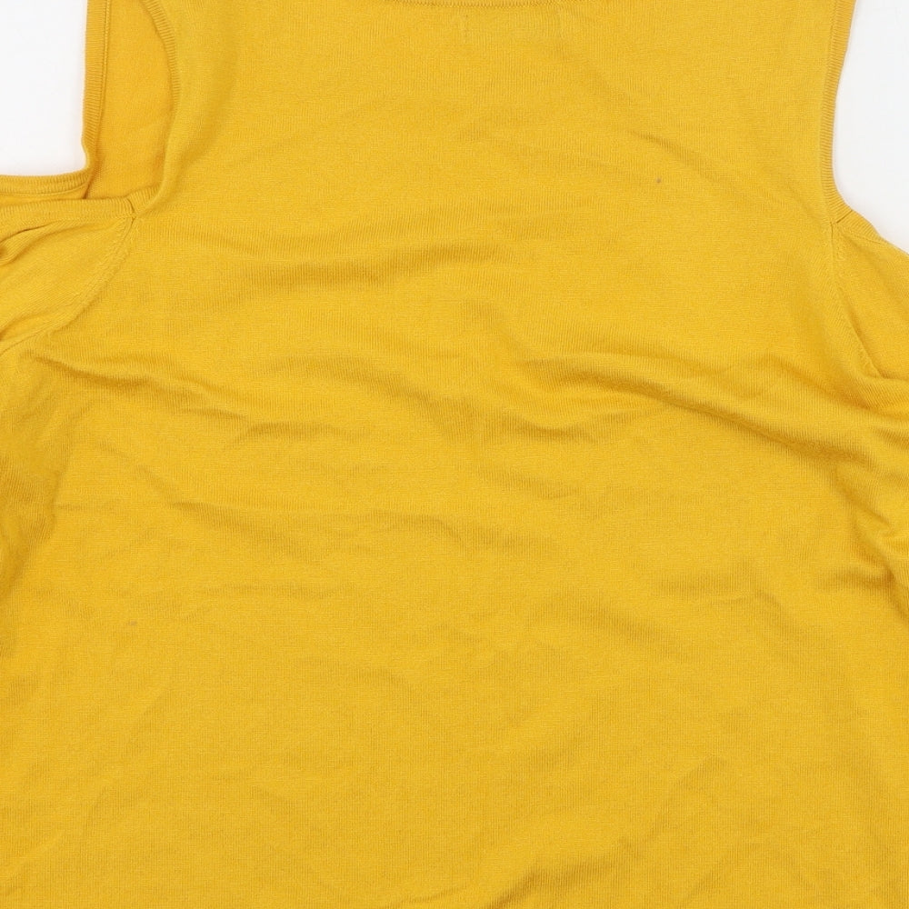 Soon Womens Yellow Round Neck Viscose Pullover Jumper Size 16