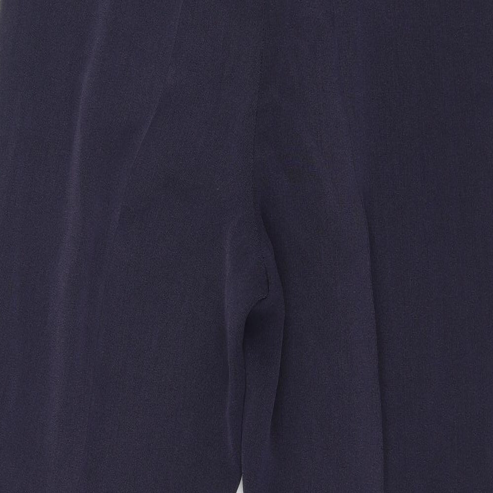 Gold Womens Blue Polyester Trousers Size 16 L25 in Regular Zip