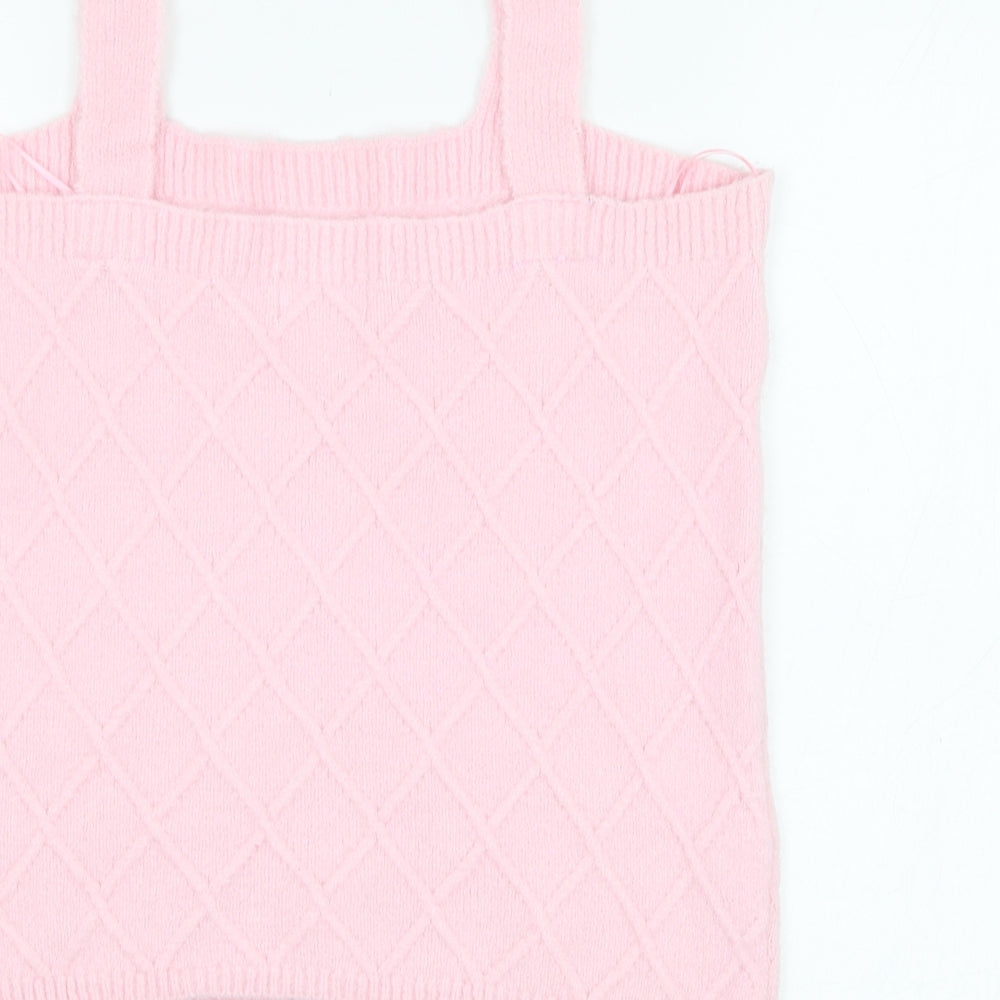 Savida Womens Pink Acrylic Basic Tank Size M Square Neck