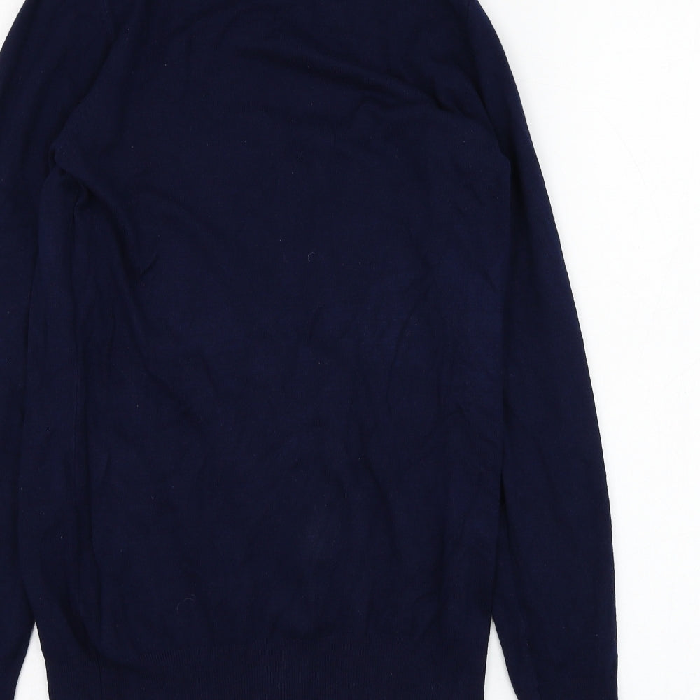 Dunnes Stores Womens Blue Roll Neck Viscose Pullover Jumper Size 8