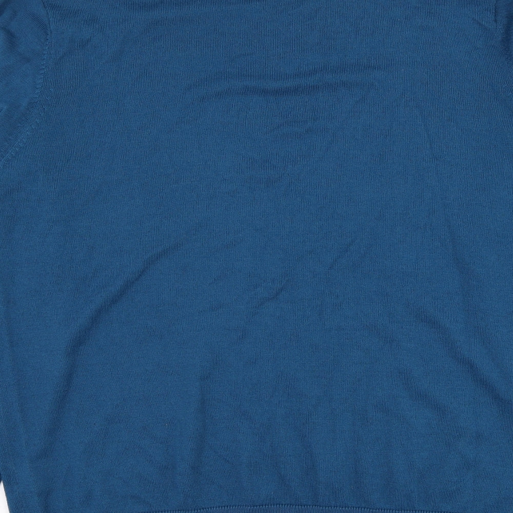 Marks & Spencer Mens Blue V-Neck Acrylic Pullover Jumper Size L