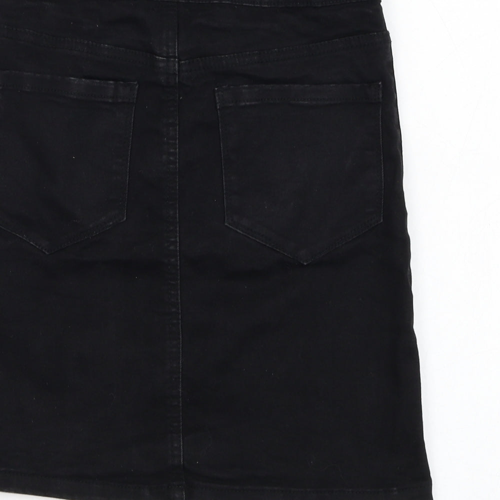 Primark Womens Black Cotton Straight & Pencil Skirt Size 6 Zip