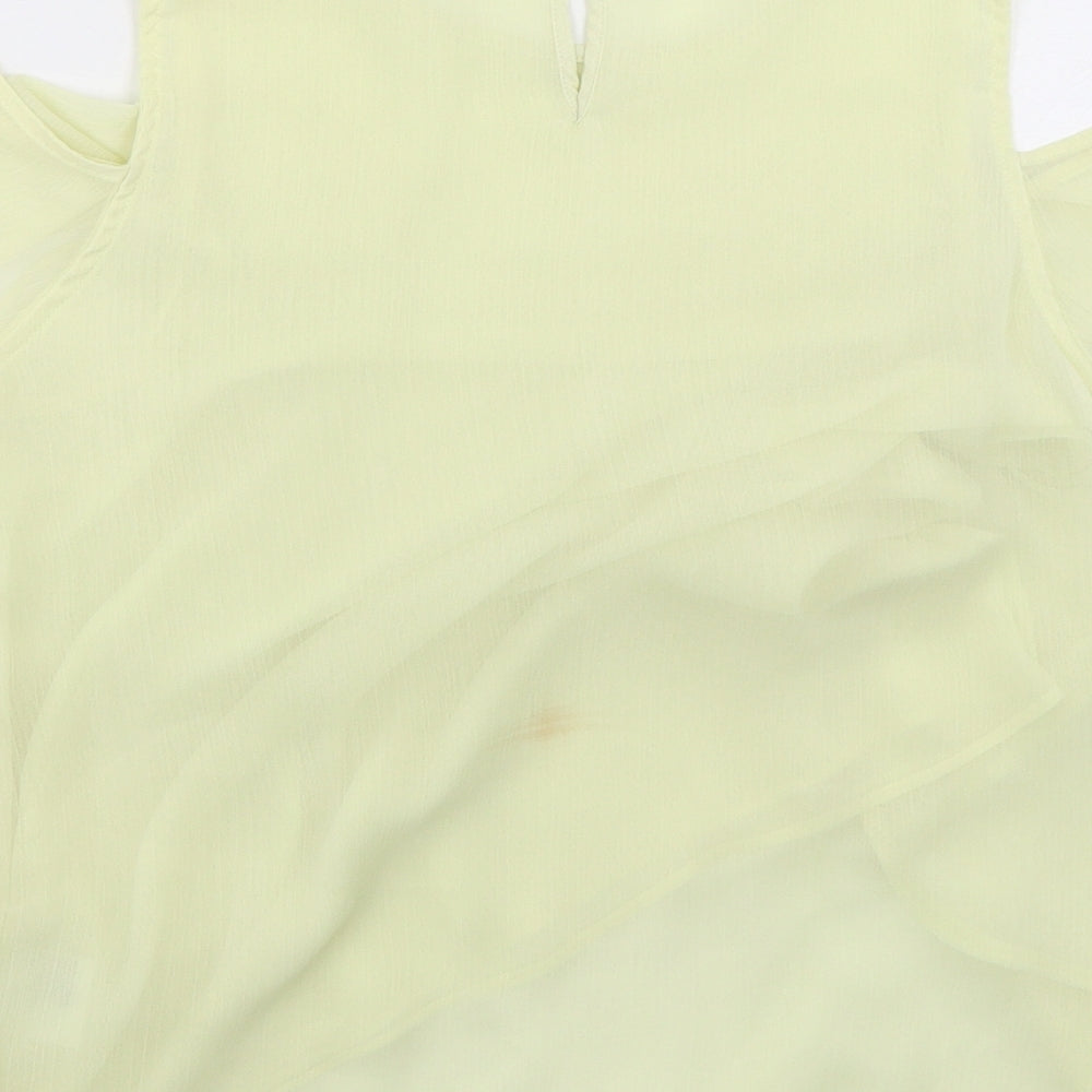H&M Womens Green Polyester Basic Blouse Size 8 Round Neck