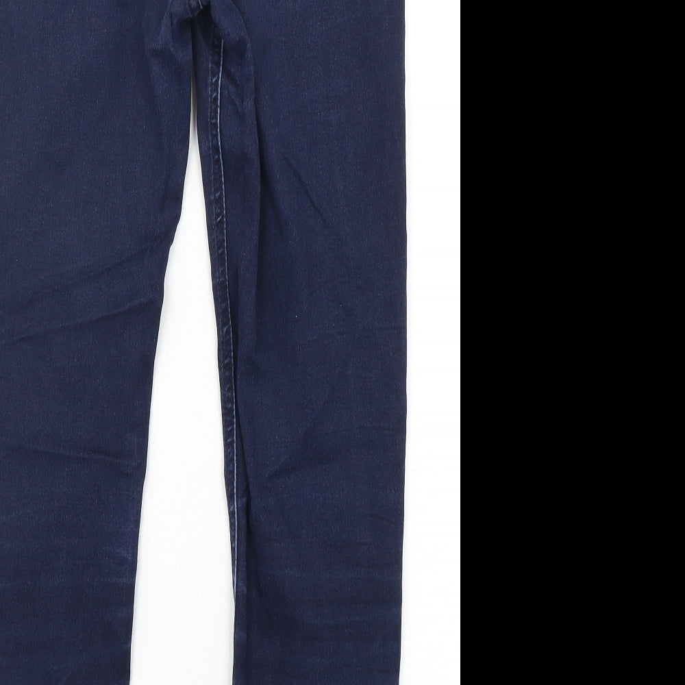 Marks & Spencer Womens Blue Cotton Skinny Jeans Size 10 L28 in Regular Button