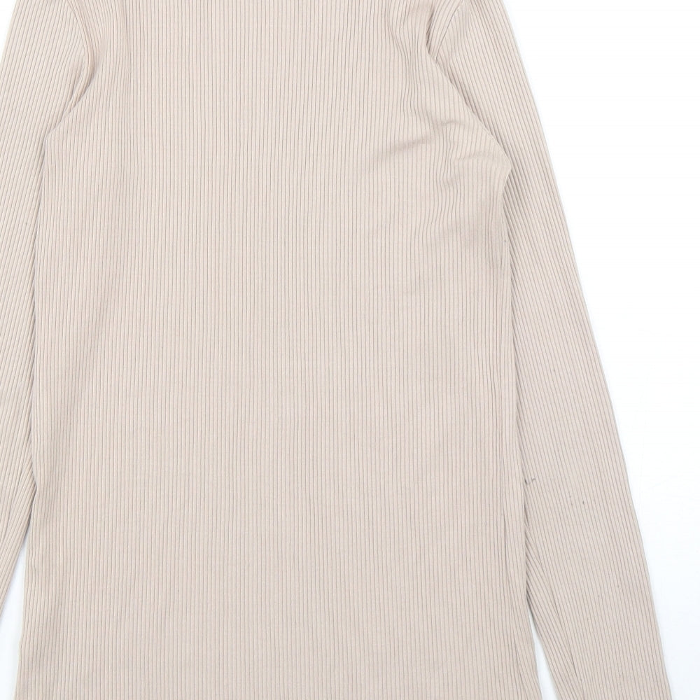 H&M Womens Beige Roll Neck Viscose Pullover Jumper Size S