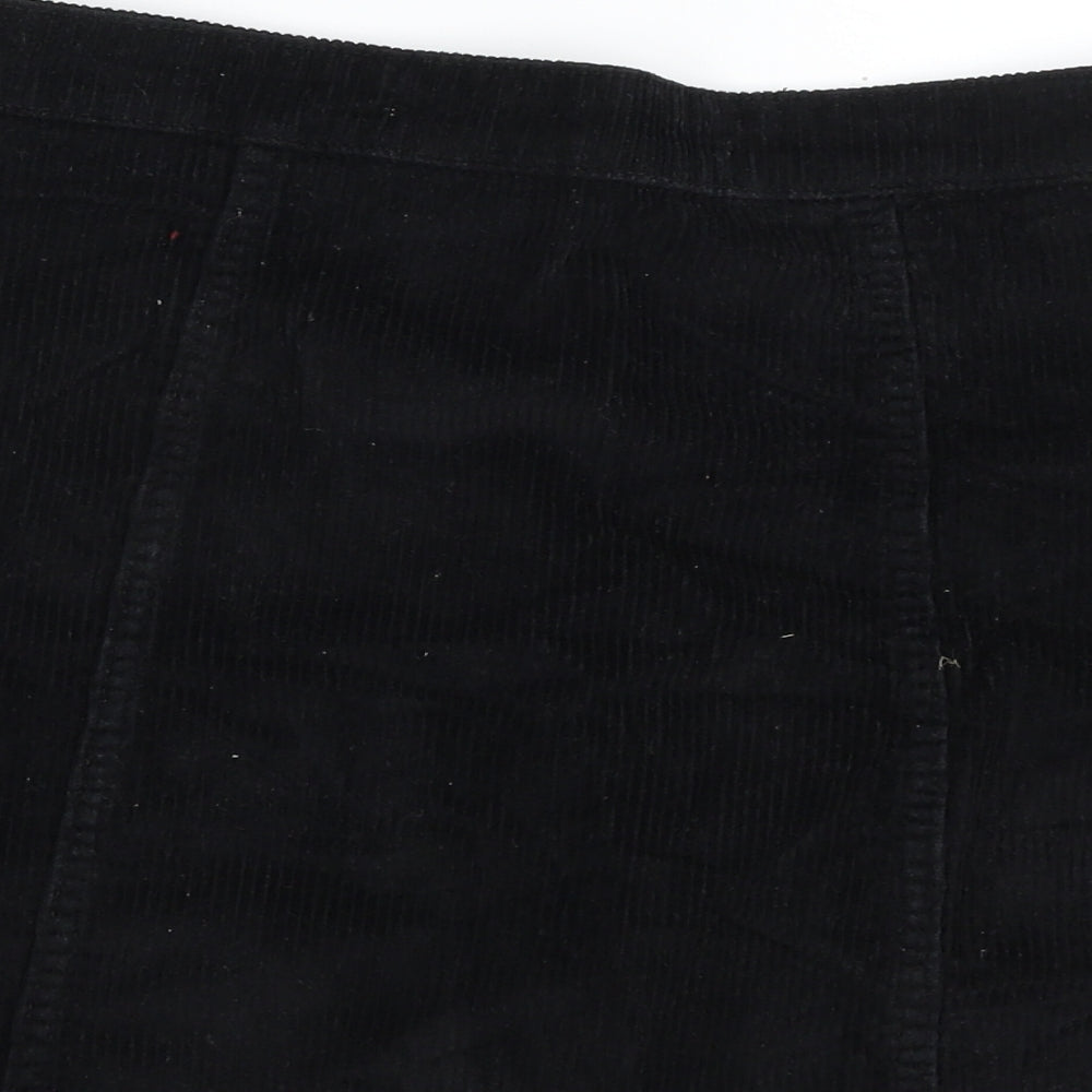 Denim & Co. Womens Black Cotton A-Line Skirt Size 10 Button