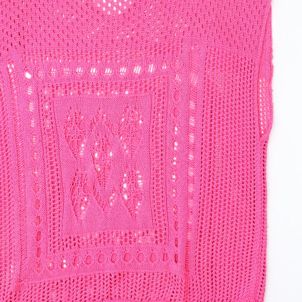NEXT Womens Pink Round Neck Acrylic Vest Jumper Size S